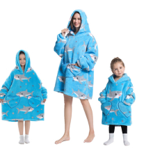 (Shark) 2023 New Cartoon Children's Blanket Hoodie Warm and cosy Outdoor cold weather clothing Cotton robe