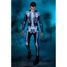 (Man, L) 2023 New Halloween tights men and women through the body see-through hollow 3D printed jumpsuit