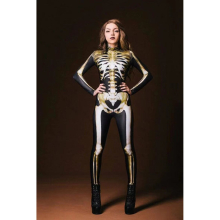 (S) 2023 New Halloween tights men and women through the body see-through hollow 3D printed jumpsuit