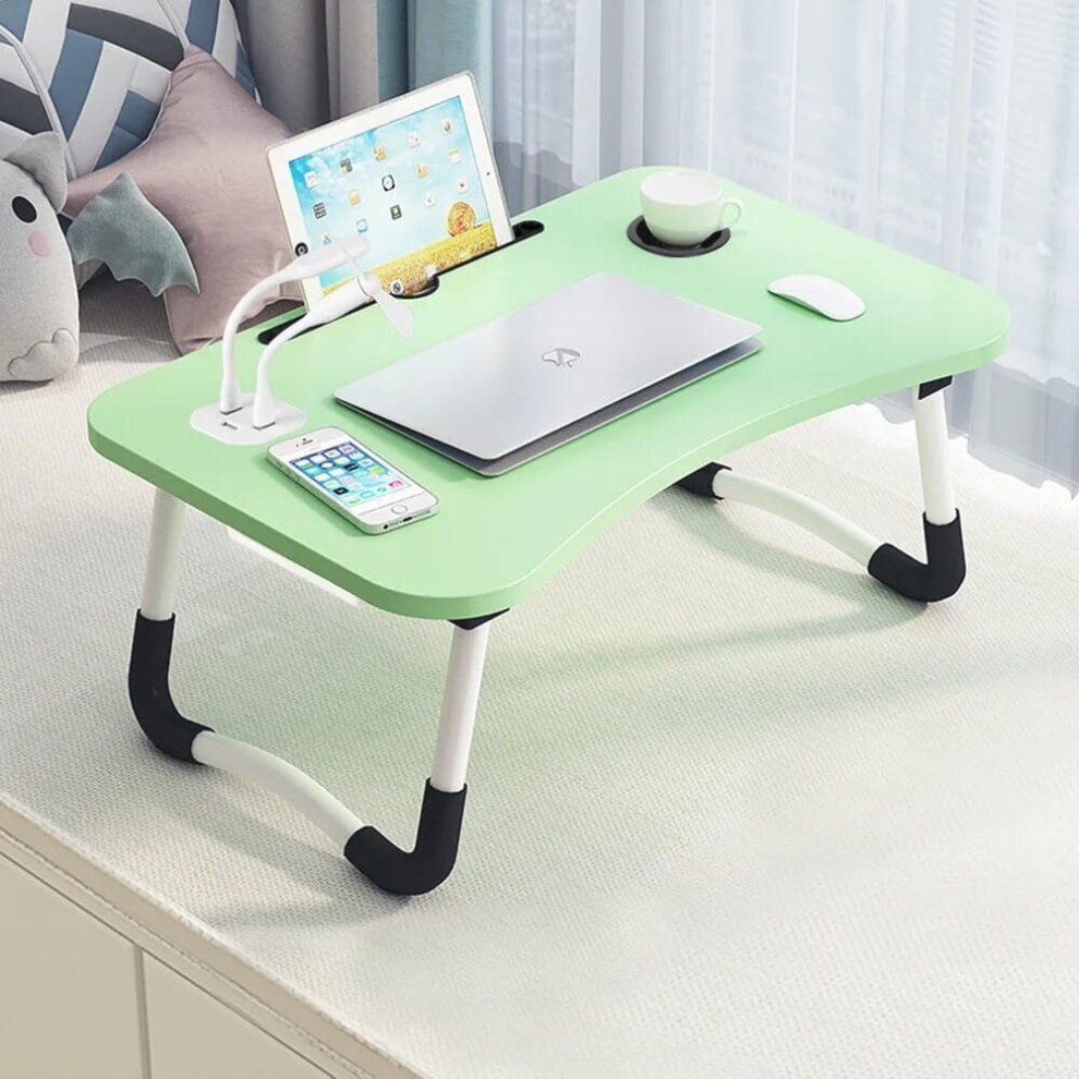 Laptop Desk Foldable Bed Table Portable Multi-Function Lap Bed Tray Table with Storage Drawer and Cup Slot .