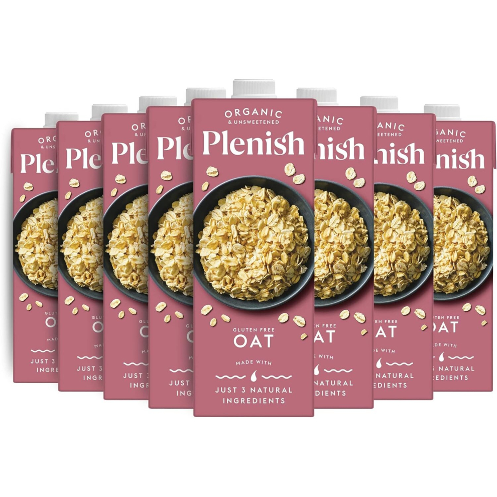 Plenish Organic Unsweetened Oat Milk (8 x 1 Litre)