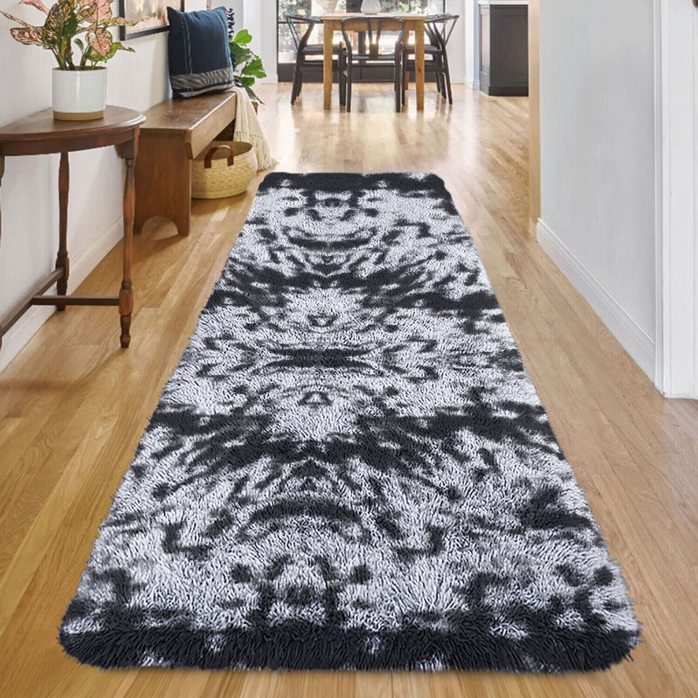 (80 cm x 300 cm (2ft 6" x 10ft)-Large Runner, Charcoal Black Grey) Anti-Slip Super Soft Mat Living Room Bedroom Carpet Rug