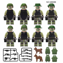 8pcs Police Action Green Minifigure Model Building Block Enlightenment Kids Toys