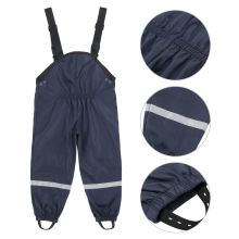 (Grey, 80) Kids PU backpack rain trousers Children's rain gear kindergarten small and medium children One-piece waterproof