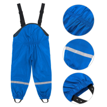 (Blue, 74) Kids PU backpack rain trousers Children's rain gear kindergarten small and medium children One-piece waterproof
