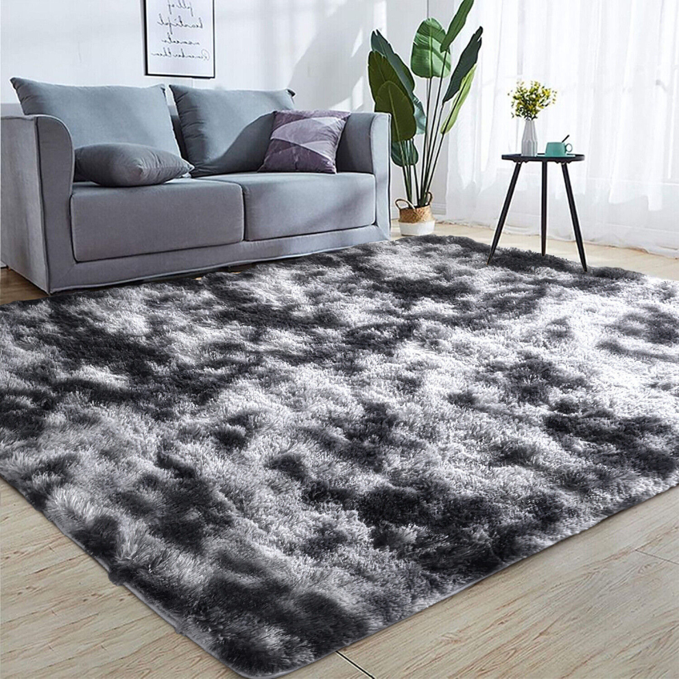 (120 cm x 170 cm (4ft x 5ft 8")-Living Room Rugs, Charcoal Black Grey) Anti-Slip Super Soft Mat Living Room Bedroom Carpet Rug