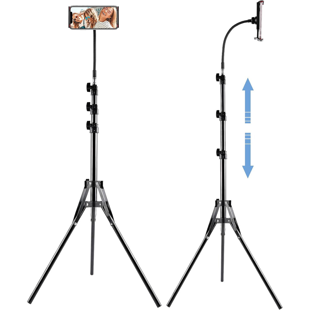 170CM Gooseneck Aluminum Mobile Phone Tripod Stand Selfie Stick Holder