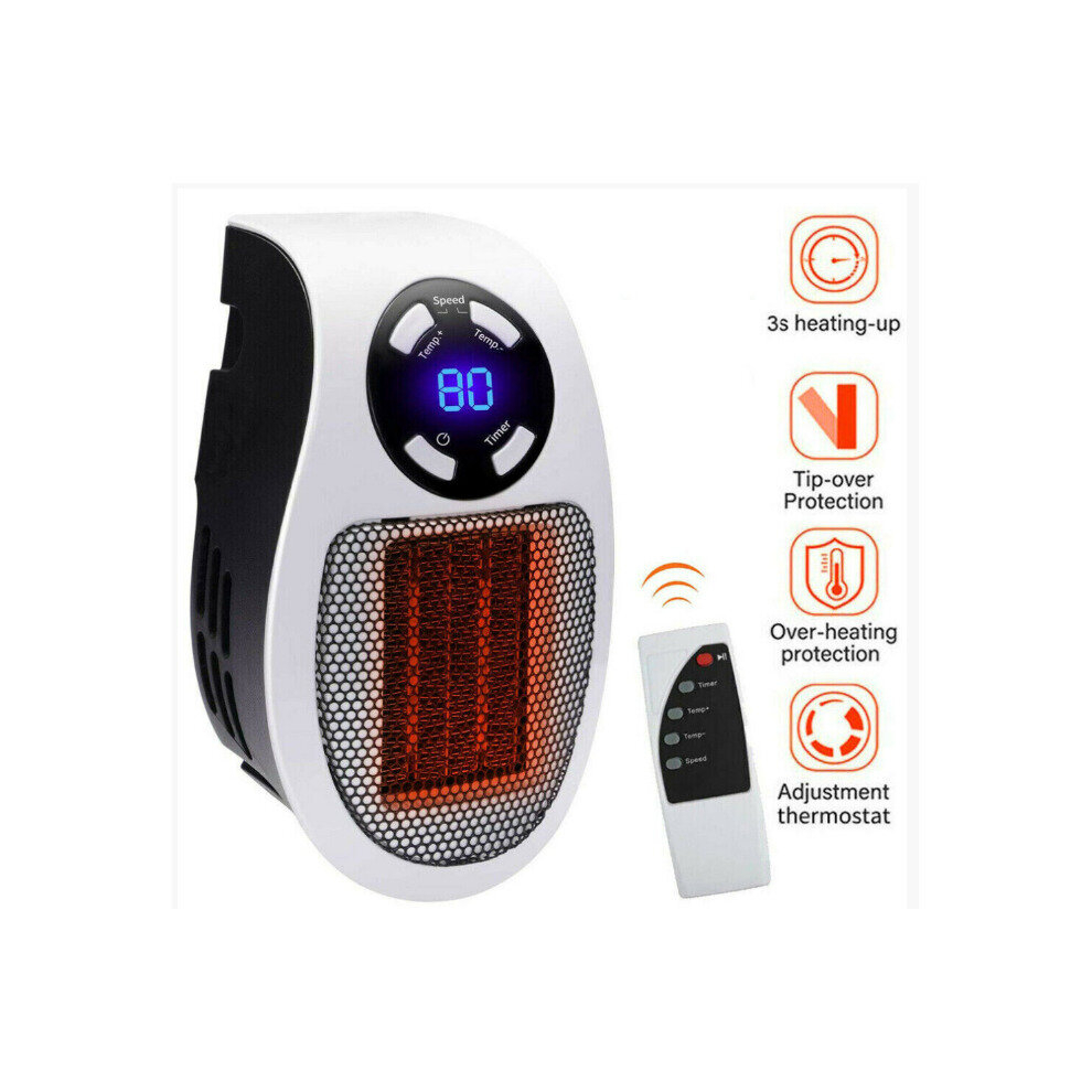 (with Remote Control) Portable Plug In Electric Heater Timer LED Display