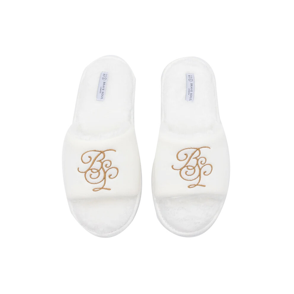 (White, UK 12 ) BRAVE SOUL Mens Indoor Slippers Unisex Sliders Flip Flops Sandals Size 6-12