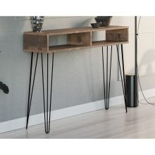 Console Slim Desk Industrial Metal Hairpin Legs Loft Dark Oak Effect MR