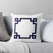 Pillow Cases Navy Blue Greek Key Square On White Throw Cover 12x12 16x16 18x18 inch 7 Size