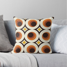 Pillow Cases 1970s Orange Mid-Century Modern Circle 1 Throw Cover 12x12 16x16 18x18 inch 7 Size