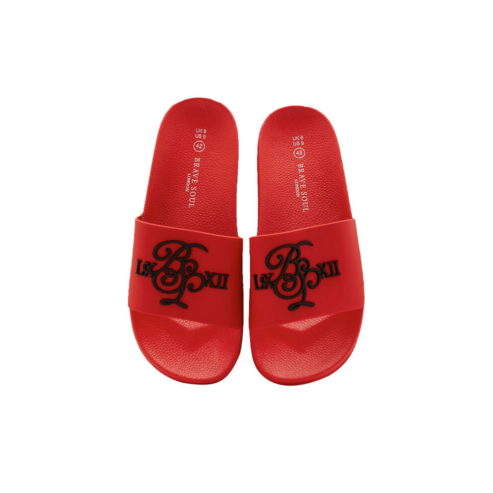 (Red, UK 10 ) BRAVE SOUL Mens Beach Sandals Pool Sliders Summer Flip Flops Slippers Size 6-12