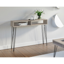 Console Slim Desk Dressing Table Industrial Hairpin Metal Legs Grey Oak MR
