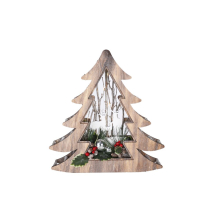 (CHRISTMAS TREE) Wood Effect Christmas Tree or Star 38cm with Warm White LEDS