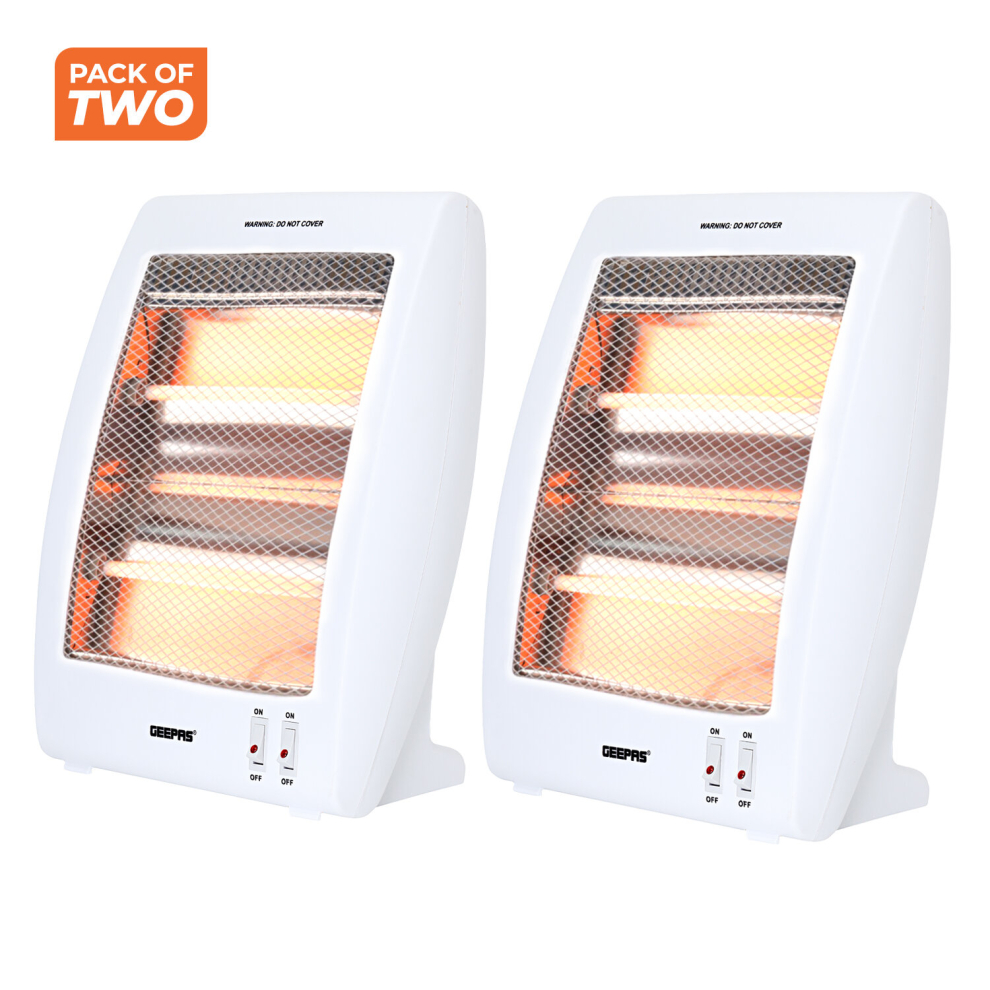 Quartz Halogen Heater, Pack of 2 - 2 Heat Settings 400W/800W