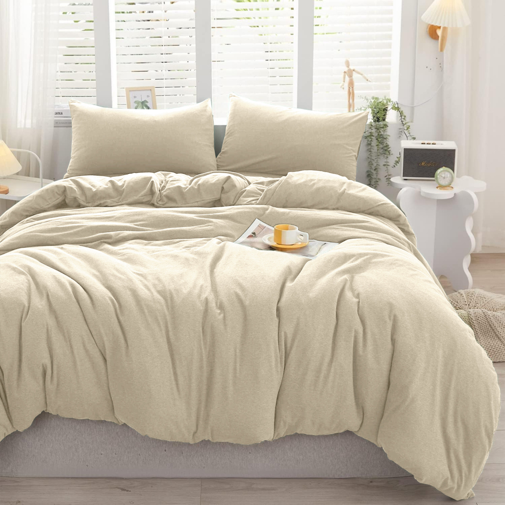 Imperial Rooms (- Plain Dyed Duvet Cover) King Duvet Cover Plain Reversible 3Pcs Bedding Set Cream