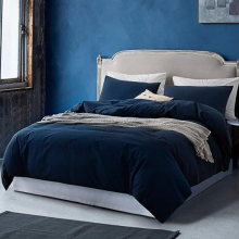 (Navy- Plain Dyed Duvet Cover) King Duvet Cover Plain Reversible 3PCS Bedding Set
