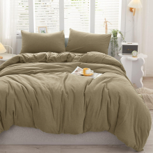 (Beige- Plain Dyed Duvet Cover) King Duvet Cover Plain Reversible 3PCS Bedding Set
