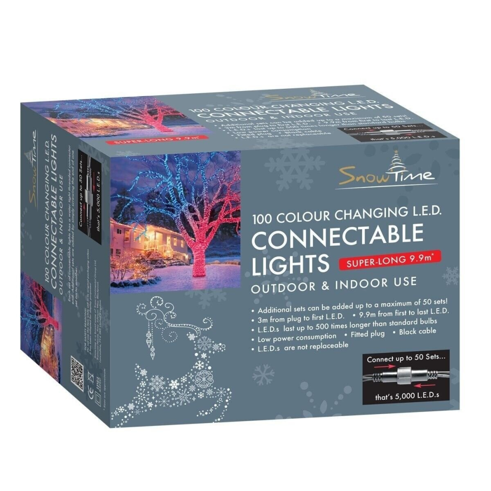 (Red/Blue) 100 LED Christmas Connectable Super Long String Lights - 2 Colour Options