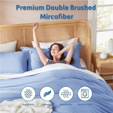 (Light Blue- Plain Dyed Duvet Cover) King Duvet Cover Plain Reversible 3PCS Bedding Set