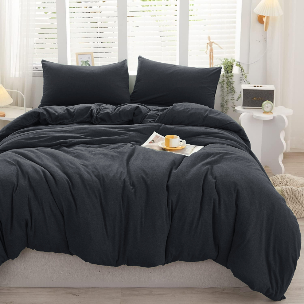 (Charcoal- Plain Dyed Duvet Cover) Plain Dyed Duvet Quilt Cover King Size Bedding Set