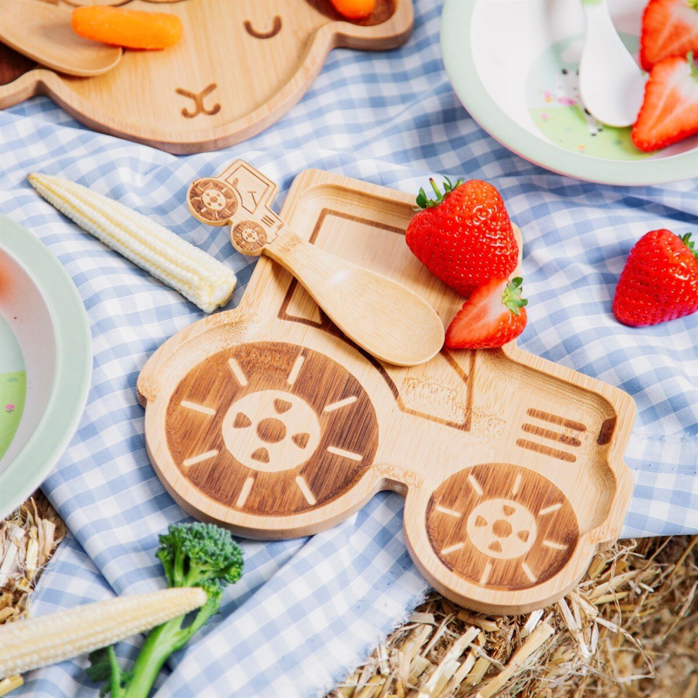 (Tractor) Wooden Christmas Plate Santa Gingerbread Elf Reindeer Tractor Snack Tray Ebuygb