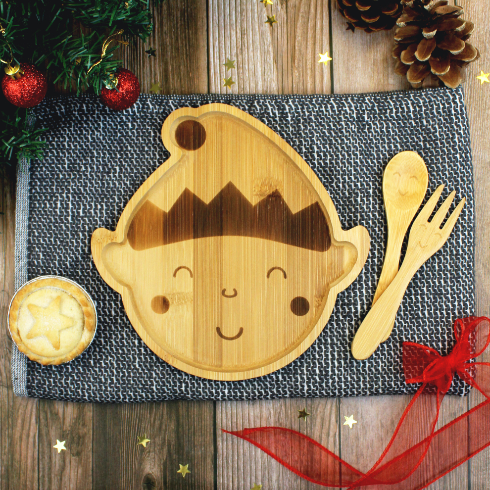 (Elf) Wooden Christmas Plate Santa Gingerbread Elf Reindeer Tractor Snack Tray Ebuygb