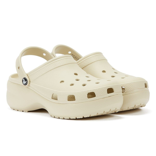 Crocs (White, 8 (Adults')) Crocs Classic Platform Clog Bone Women's White Sandals