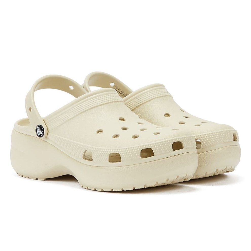 (White, 8 (Adults')) Crocs Classic Platform Clog Bone Women's White Sandals
