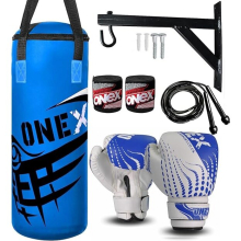 (BLUE) 2ft Kids Punch Bag Filled Boxing Training Set