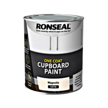 Ronseal One Coat Cupboard Paint Water Based, Magnolia - Satin 750ml