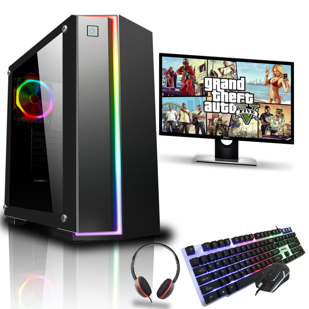 (1TB, Onboard) Intel Core i5 Gaming PC Monitor Bundle 8GB RAM 1TB GT730
