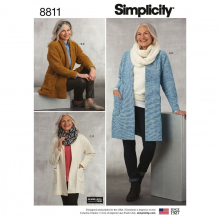 Simplicity-8811-A: Women's Scarves, Headwear, Jackets & Cardigans Pattern (XS-XL) - Easy Dressmaking