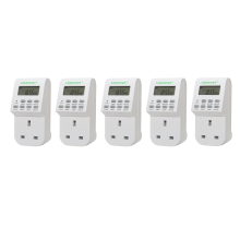 (5 Pack) Lowenergie 7 Day Programmable Digital Plug-in Electronic Timer Socket 12-24 Hour