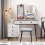 Casart Dressing Vanity Table Stool Set W/ 3-Color Lighted Mirror &Drawer Chest 3