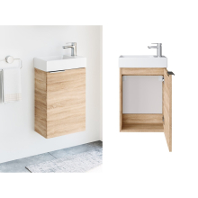 Bathroom Vanity Unit Wall Cloakroom Small Basin Sink 400mm Sonoma Oak Avir