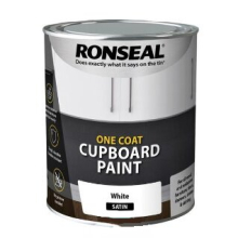 Ronseal One Coat Cupboard Paint Water Based, White - Satin 750ml