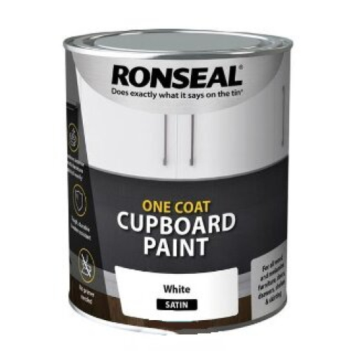 Ronseal Ronseal One Coat Cupboard Paint Water Based, White - Satin 750ml