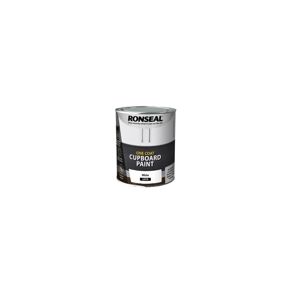 Ronseal One Coat Cupboard Paint Water Based, White - Satin 750ml