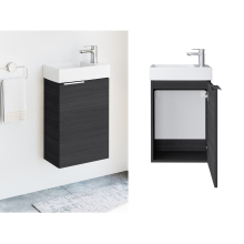 Bathroom Vanity Unit Cloakroom 400mm Sink Wall Cabinet Grey Ash Avir