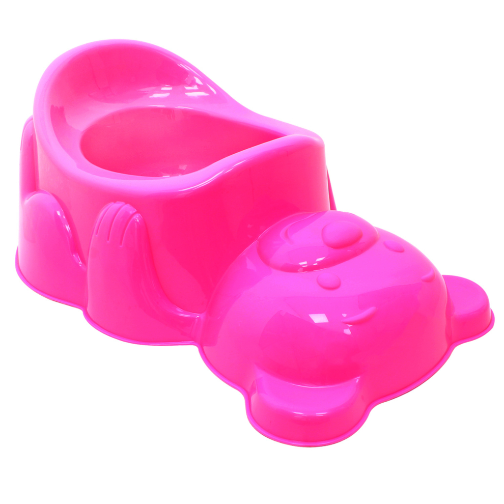 (Pink) Kids Teddy Bear Potty Plastic Toilet Training Seat Trainer Baby Toddler Children