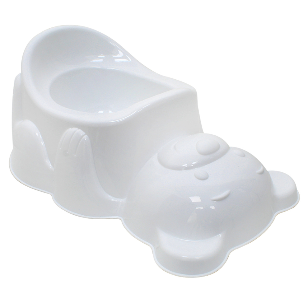 (White) Kids Teddy Bear Potty Plastic Toilet Training Seat Trainer Baby Toddler Children