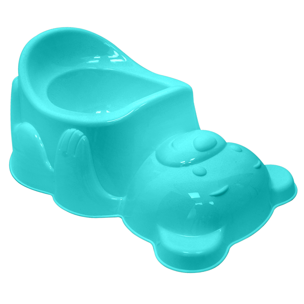 (Blue) Kids Teddy Bear Potty Plastic Toilet Training Seat Trainer Baby Toddler Children