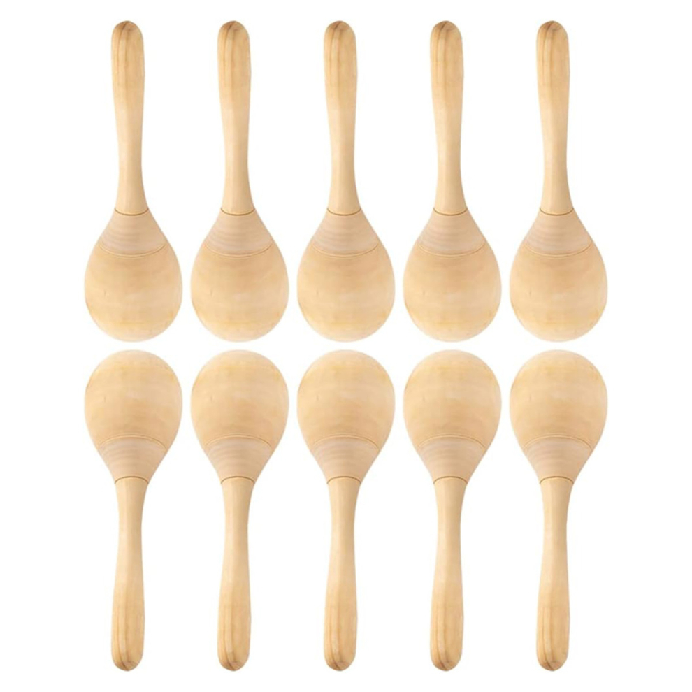10Pcs Maracas Hand Percussion Rattles DIY Wood Maracas with Crisp Blow Sound for Music Party Favors