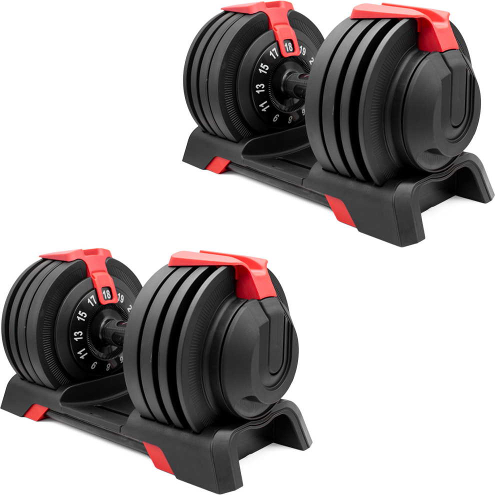 Black Adjustable Rotation Dumbbells 2 x 24kg - Pair Set (48KG Total)