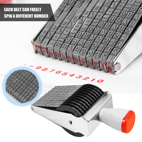 Multipurpose 12 Digit Alphabet Rolling Rubber Stamp English Letter