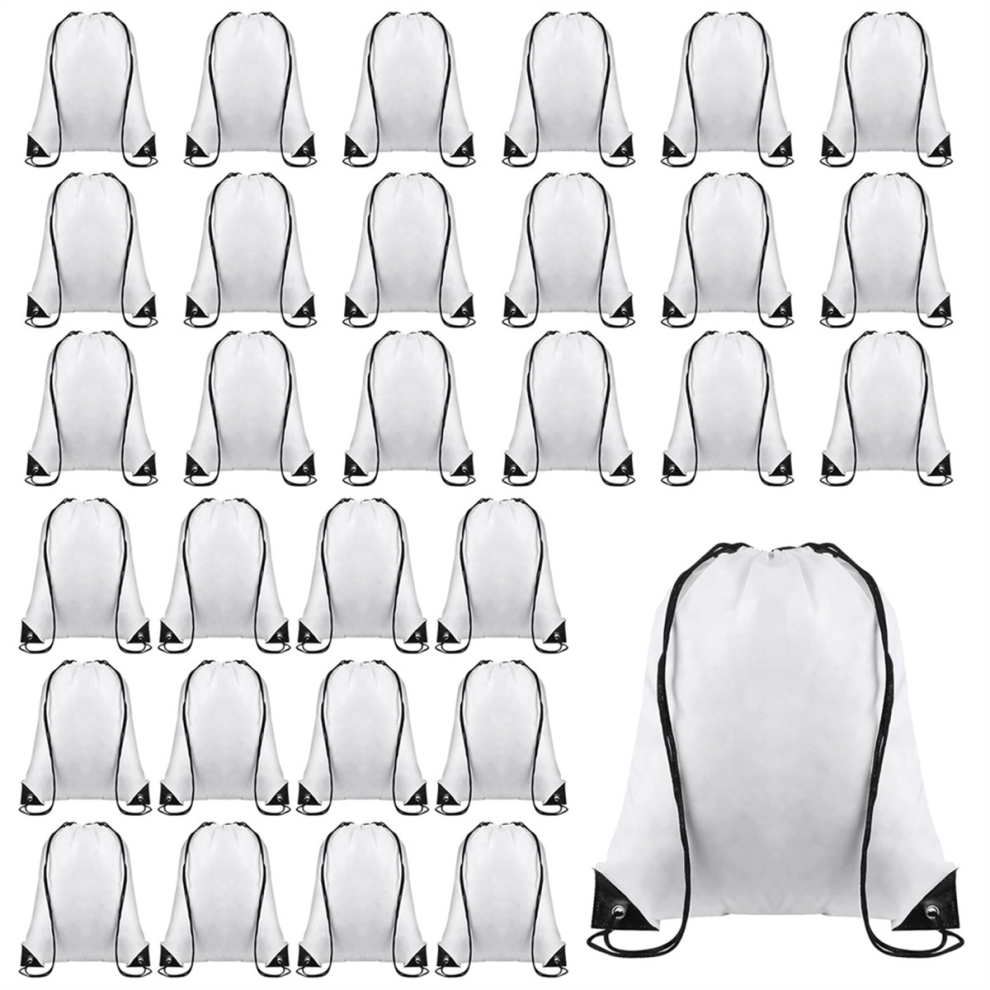 Torribaly 30Pcs Blank Sublimation Drawstring Bags Drawstring Backpack Bulk Heat Press Sublimation Bags Reusable Cinch Bag Sackpack White