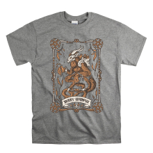 (Medium, Grey) Merry Krampus Christmas Devil Men Women Unisex Top T Shirt