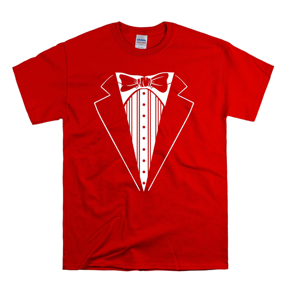 (X-Small, Red) Tuxedo Suit Costume Tie Black Women T Shirt Top-image-OPC-PCNMHTD-NEW